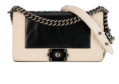 Boy Bag, &pound;1,600, Handbags, Black/Cream, Leather, Front view
